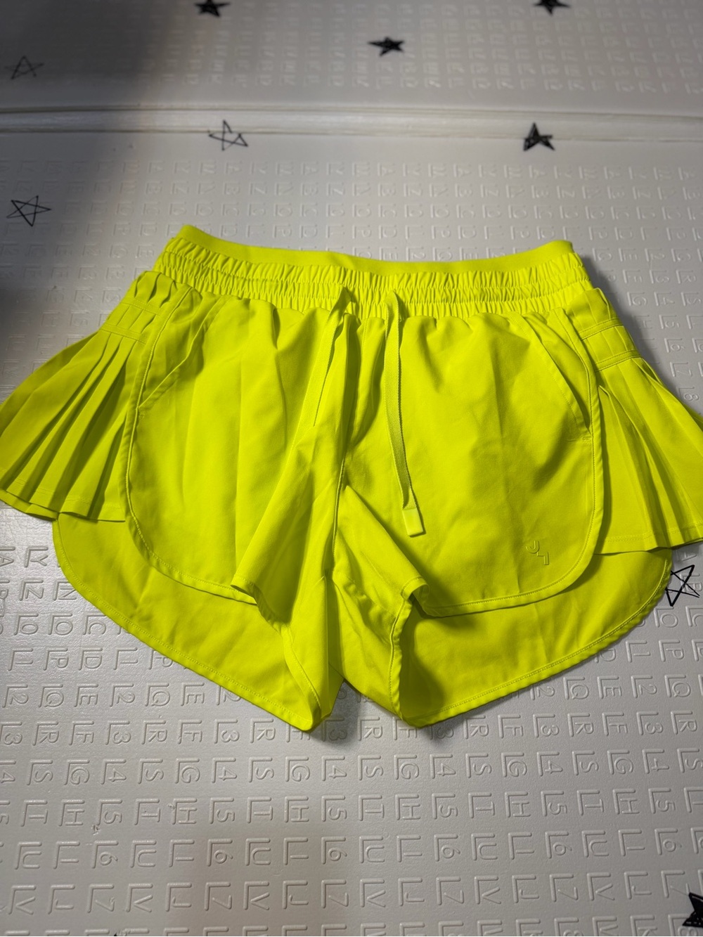 JoyLab Neon Yellow Athletic Pleated Runner Shorts